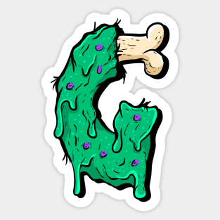 G letter melted zombie Sticker